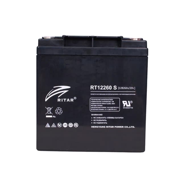 Батарея, Ritar, RT12260 S, Свинцово-кислотная 12В 26 Ач, Вес нетто: 8,30 кг, Размер в мм.: 165*125*174