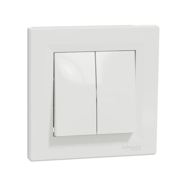 Переключатель двухклавишный, SE, EPH0600121, Asfora в сборе быстрозажим. клеммы белый