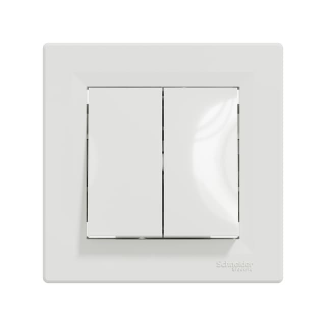 Переключатель двухклавишный, SE, EPH0600121, Asfora в сборе быстрозажим. клеммы белый