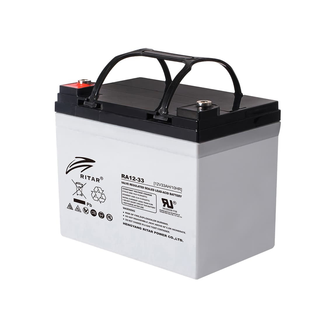 Батарея, Ritar, RA12-33, Свинцово-кислотная 12В 33 Ач, Вес нетто: 9,6 кг, Размер в мм.: 195*130*167