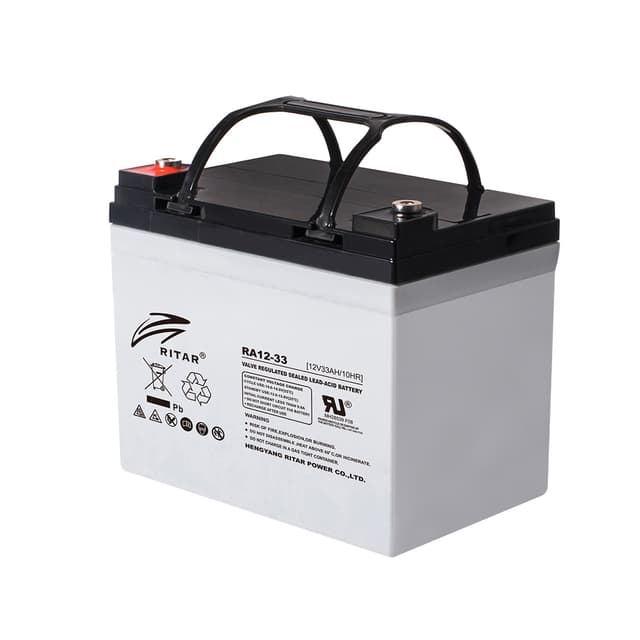 Батарея, Ritar, RA12-33, Свинцово-кислотная 12В 33 Ач, Вес нетто: 9,6 кг, Размер в мм.: 195*130*167