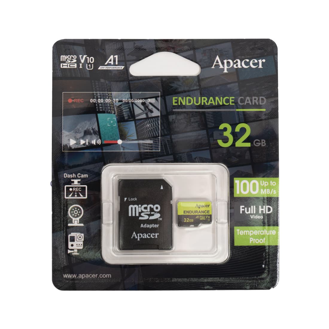 Карта памяти, Apacer, AP32GEDM0D05-R, MicroSDHC 32GB, с адаптером SD