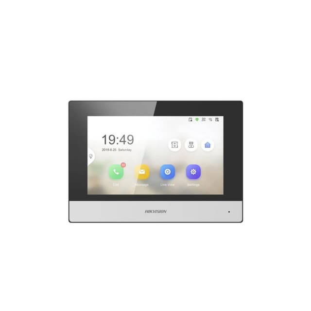 Монитор домофона, Hikvision, DS-KH6320-WTE1, 7-дюймовый сенсорный TFT-экран, Linux, поддержка карт TF до 128 Гб, встроеный микрофон, -10 °C до 55 °C, Wi-Fi, POE