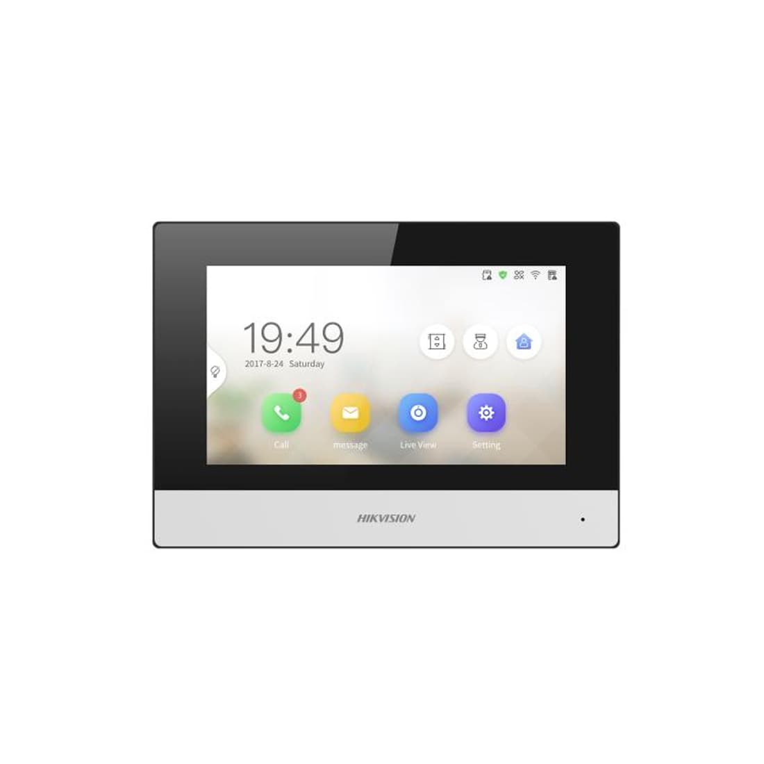 Монитор домофона, Hikvision, DS-KH6320-WTDE1, 7-дюймовый сенсорный TFT-экран, Linux, поддержка карт TF до 128 Гб, встроеный микрофон, -10 °C до 55 °C, Wi-Fi, POE