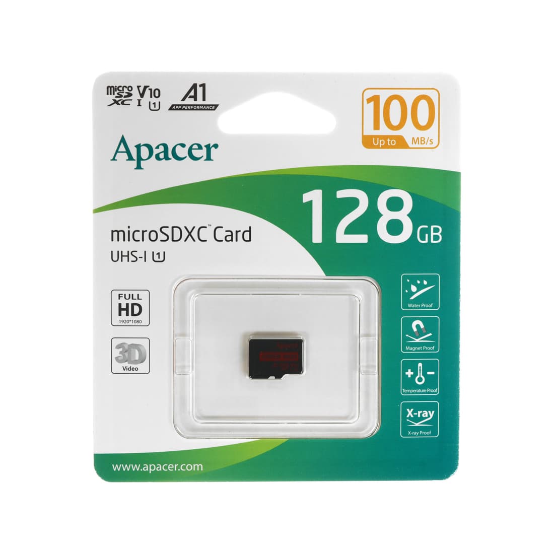 Карта памяти, Apacer, AP128GMCSX10UB-RA, microSDXC 128GB, U1 V10 A1 R100