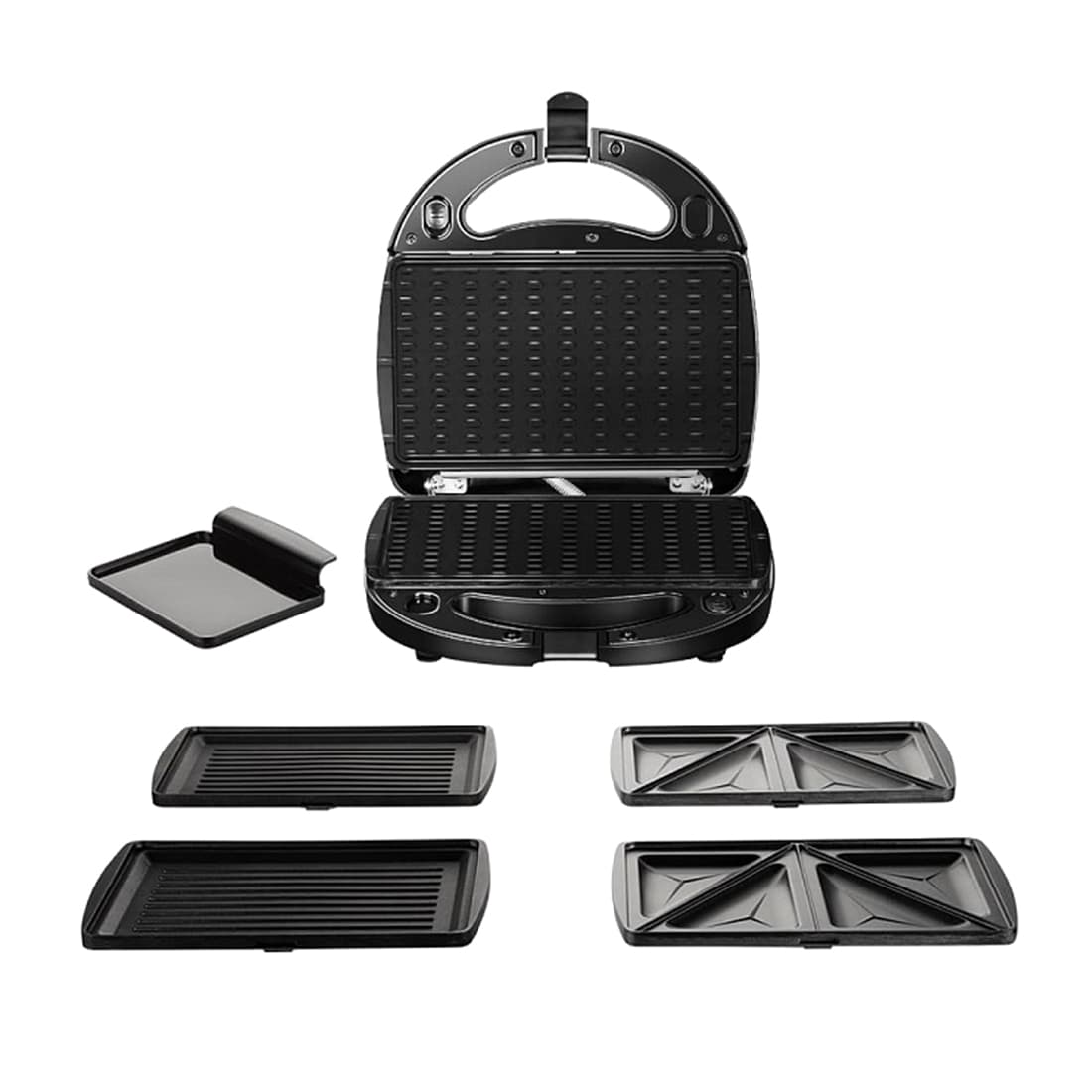 Мультипекарь, Redmond, RMB-616/3, Мощность 700 Вт, Количество комплектов съемных панелей 3, Съемный поддон для сбора масла/жира, Покрытие панелей - антипригарное, Черный