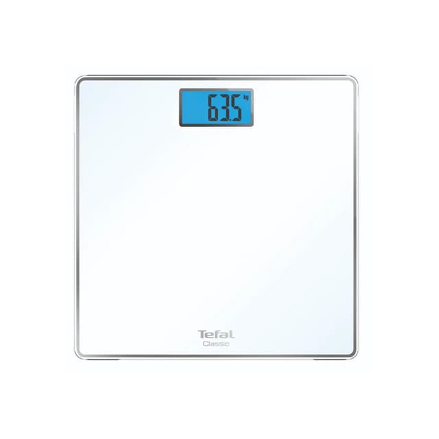 Весы, Tefal, PP1501V0, Дисплей с подсветкой, Предел взвешивания 160 кг, Шаг измерений 100 г, Ультратонкий дизайн, Автоматическое включение, Платформа из закаленного стекла, Батарейки в комплекте, Размер 31 x 31 см, Белый