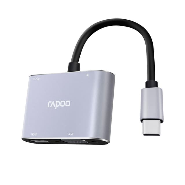 Мультифункциональный адаптер, Rapoo, XD30, 1xHDMI, 1xVGA, Grey