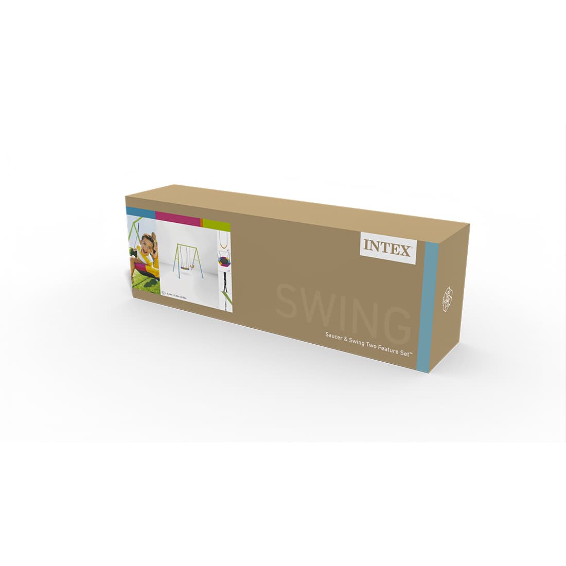 Качели детские, INTEX, 44125, Сталь/винил, 2в1 - качели и гнездо(до 100кг), 3-10 лет, 267x254x211см, Зелёная, Цветная коробка