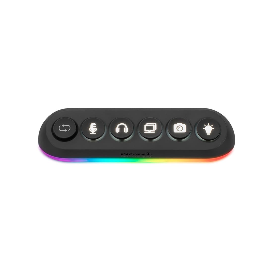 Мультифункциональный адаптер, Streamplify, HUB DECK 5, LED, USB 3.0 x 4, 12V/2A, 24W, Plug and Play, 7 сменных значков, Черный