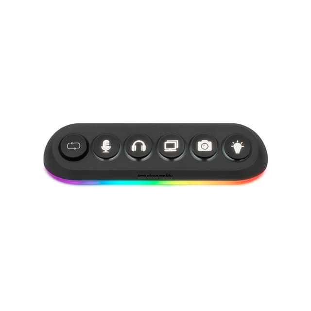 Мультифункциональный адаптер, Streamplify, HUB DECK 5, LED, USB 3.0 x 4, 12V/2A, 24W, Plug and Play, 7 сменных значков, Черный