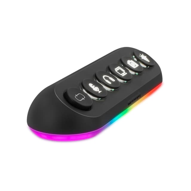 Мультифункциональный адаптер, Streamplify, HUB DECK 5, LED, USB 3.0 x 4, 12V/2A, 24W, Plug and Play, 7 сменных значков, Черный