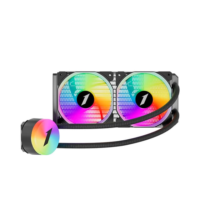 Кулер с водяным охлаждением, 1STPLAYER, TS2 240 BLACK, Intel: LGA1700/1851/115x/1366/2011 и AMD: AM5/AM4/AM3/AM2/FM3/FM2/FM1, TDP 250W, 2*120мм, 800-1800 об/мин, 3.5дБ, 75.61 CFM, 3-pin ARGB/4-pin ARGB, 277*119*27 мм, Чёрный