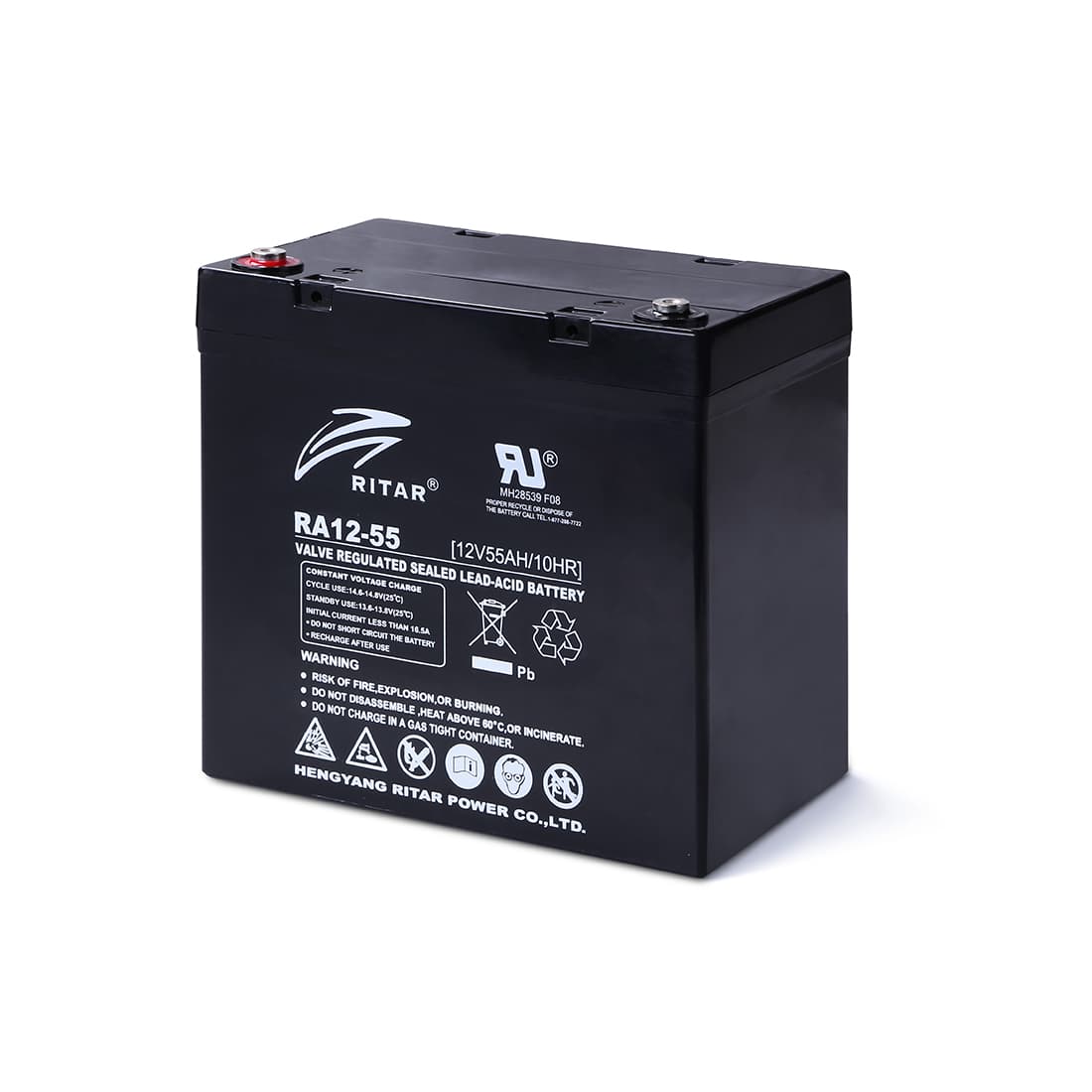 Батарея, Ritar, RA12-55, Свинцово-кислотная 12В 55 Ач, Вес нетто: 16.5 кг, Размер в мм.: 229*138*216