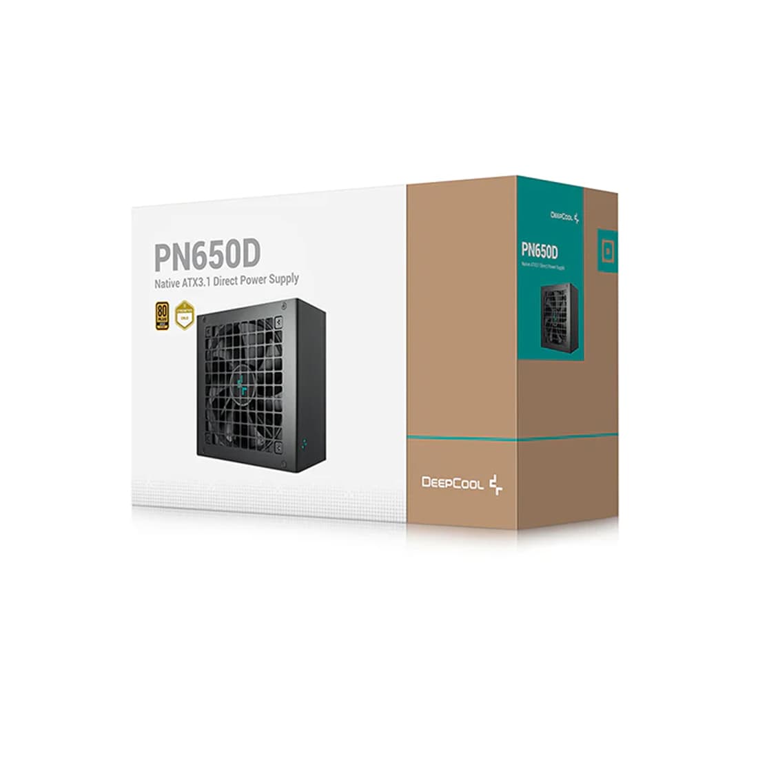 Блок питания, Deepcool, PN650D, 650W, ATX 3.1, Gold, APFC, 20+4 pin, 2*4+4pin, 6*Sata, 2*Molex, 3*PCI-E 6+2 pin, 1*12V-2x6, Вентилятор 12см, Кабель питания, Чёрный