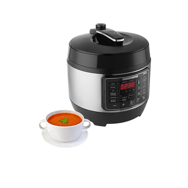 Мультиварка, Redmond, RMC-PM504, 900 Вт, Автоматических программ 15, Приготовление под давлением, 4 Уровня защиты, Покрытие чаши антипригарное DAIKIN, Объем чаши 5 л, Дисплей LED, Сталь-Черный