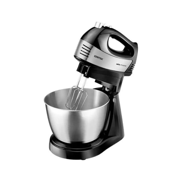 Планетарный миксер, Centek, CT-1124, Мощность 600 Вт, 5 скоростей +турбо, Чаша 3.0л, Черный/Стальной