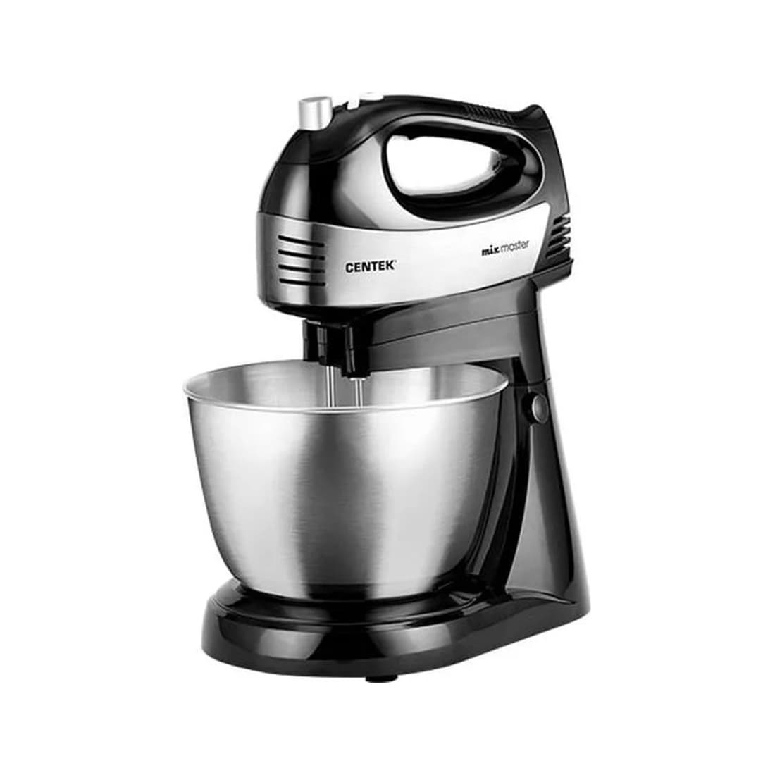 Планетарный миксер, Centek, CT-1124, Мощность 600 Вт, 5 скоростей +турбо, Чаша 3.0л, Черный/Стальной