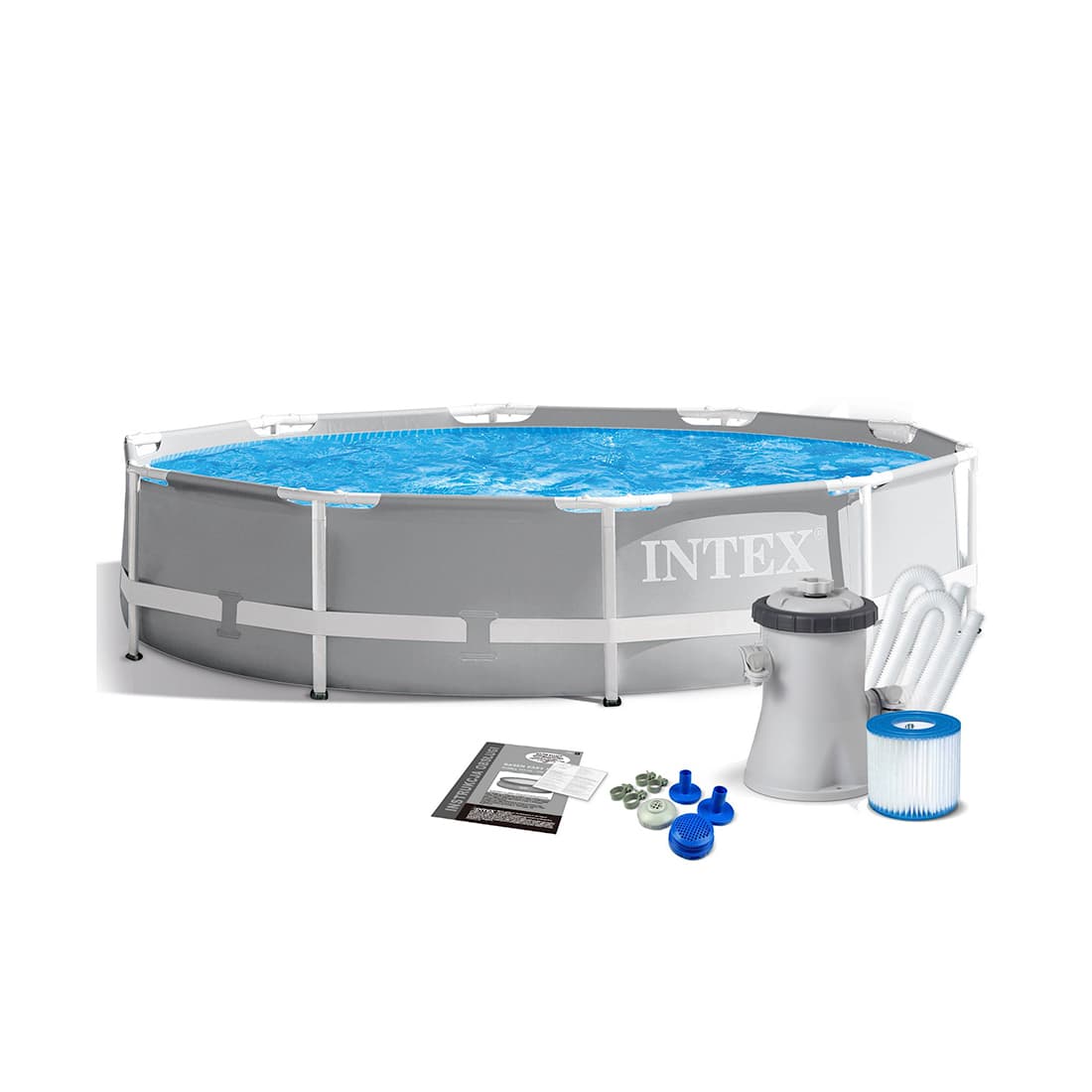 Каркасный бассейн Prism Frame 305 х 76 см, INTEX, 26702NP, Винил, 4485 л., Стальной каркас, Ф-насос 28602 (1250л/ч), Серый, Цветная коробка