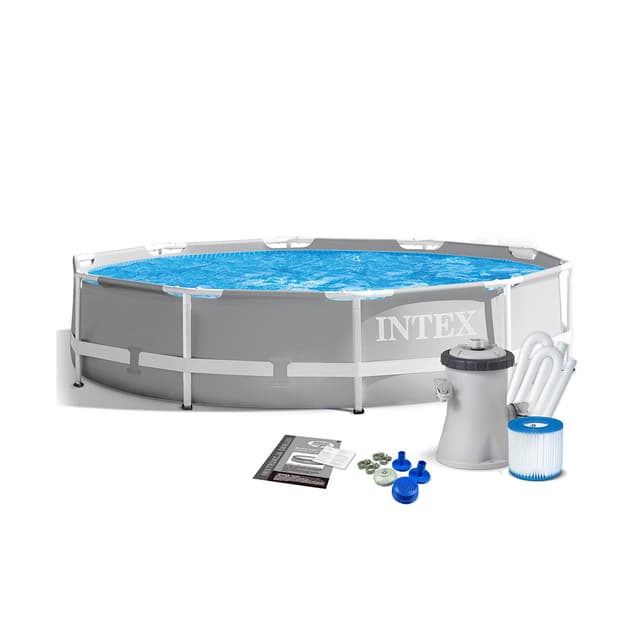 Каркасный бассейн Prism Frame 305 х 76 см, INTEX, 26702NP, Винил, 4485 л., Стальной каркас, Ф-насос 28602 (1250л/ч), Серый, Цветная коробка