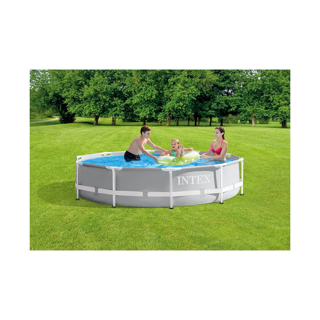 Каркасный бассейн Prism Frame 305 х 76 см, INTEX, 26702NP, Винил, 4485 л., Стальной каркас, Ф-насос 28602 (1250л/ч), Серый, Цветная коробка