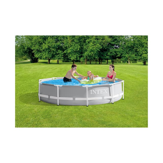 Каркасный бассейн Prism Frame 305 х 76 см, INTEX, 26702NP, Винил, 4485 л., Стальной каркас, Ф-насос 28602 (1250л/ч), Серый, Цветная коробка