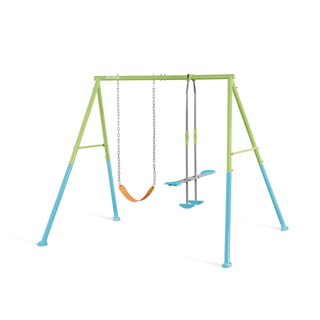 Качели детские, INTEX, 44120, Сталь/винил, 2в1 - качели и глайдер, 3-10 лет, 251x254x211см, Зелёная, Цветная коробка