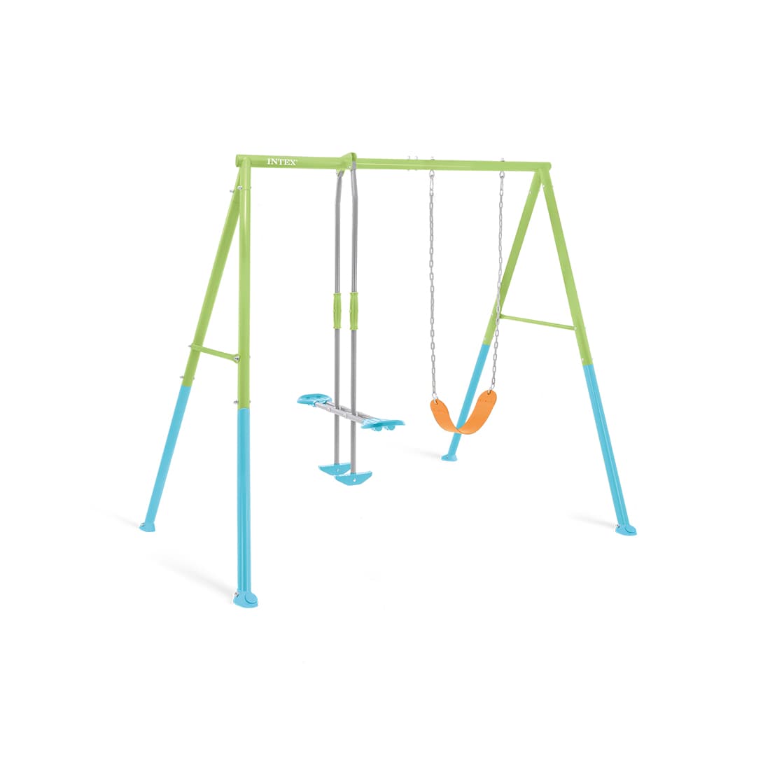 Качели детские, INTEX, 44120, Сталь/винил, 2в1 - качели и глайдер, 3-10 лет, 251x254x211см, Зелёная, Цветная коробка