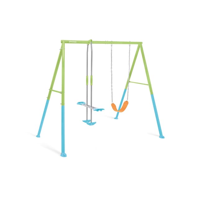 Качели детские, INTEX, 44120, Сталь/винил, 2в1 - качели и глайдер, 3-10 лет, 251x254x211см, Зелёная, Цветная коробка