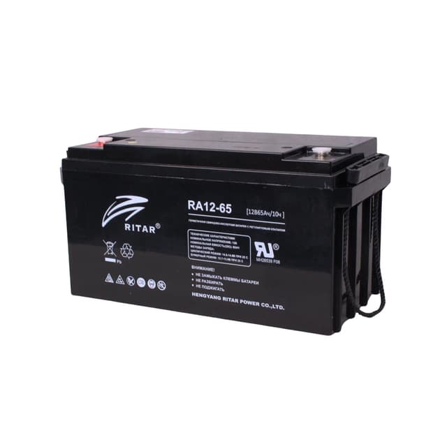 Батарея, Ritar, RA12-65, Свинцово-кислотная 12В 65 Ач, Вес нетто: 17,5 кг, Размер в мм.: 350*167*180