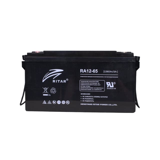 Батарея, Ritar, RA12-65, Свинцово-кислотная 12В 65 Ач, Вес нетто: 17,5 кг, Размер в мм.: 350*167*180