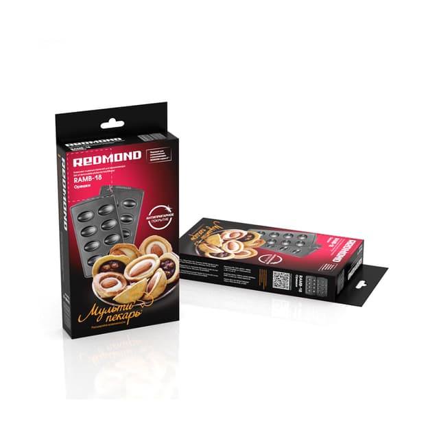 Панель для мультипекаря, Redmond, RAMB-18, Орешки, Антипригарное покрытие, Габаритные размеры 134  236 мм, Черный