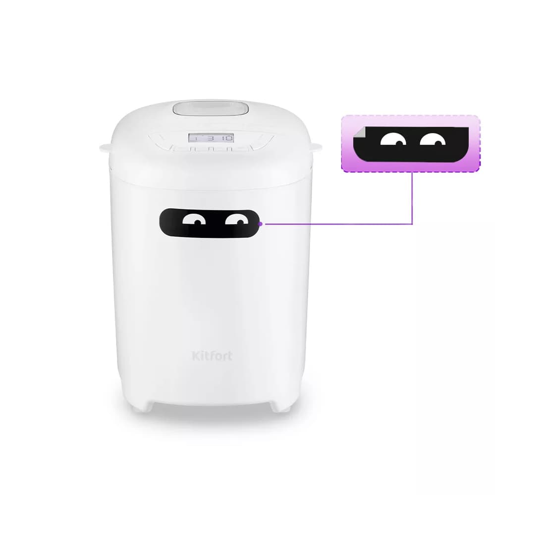 Хлебопечь, Kitfort, КТ-307, 14 программ, Кнопочное управление, Объем формы для выпечки 2.5л, Вес выпечки 700/900 г, Отложенный старт 13 ч, Длина шнура 1.1м, Мощность 550 Вт, Белый