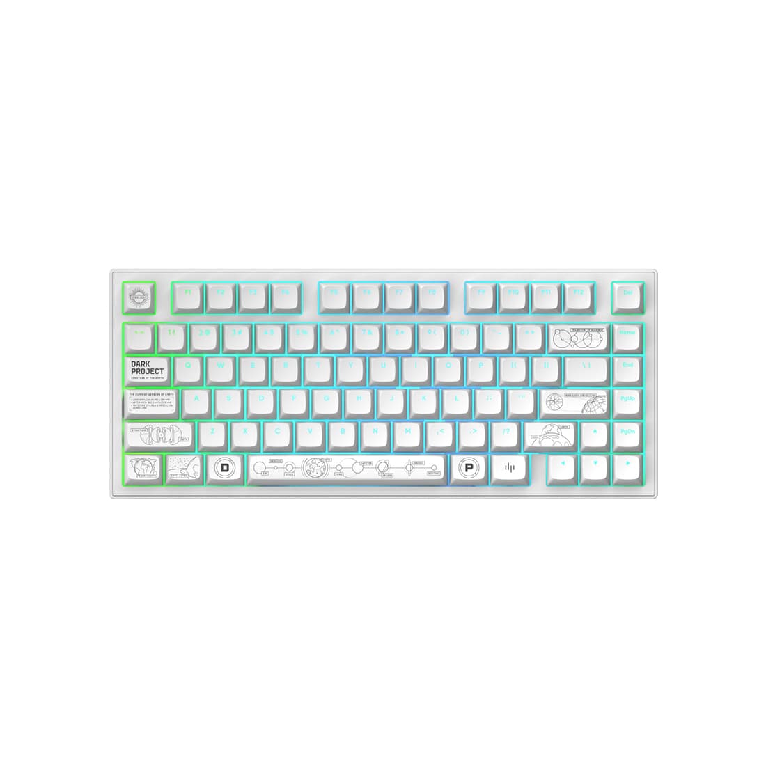 Клавиатура, Dark Project, DPKB_NOVA_81_ANSI_WHITE_UA, ALU81A Terra Nova, Игровая, Механическая, 75%, g3ms Moonstone switches, USB, 2,4 ГГц, Bluetooth, Подсветка RGB, Размер: 324 x 140 x 36 мм., Анг/Рус, Белый