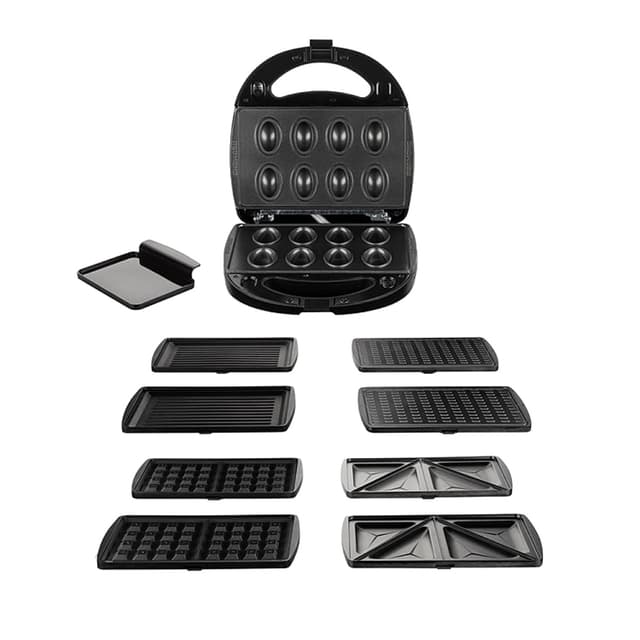 Мультипекарь, Redmond, RMB-M619/5, Мощность 700 Вт, Количество комплектов съемных панелей 5, Съемный поддон для сбора масла/жира, Покрытие панелей - антипригарное, Черный