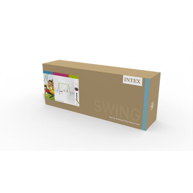Качели детские, INTEX, 44133, Сталь/винил, 3в1 - две качели и гнездо (до 100кг), 3-10 лет, 361x254x211см, Зелёная, Цветная коробка