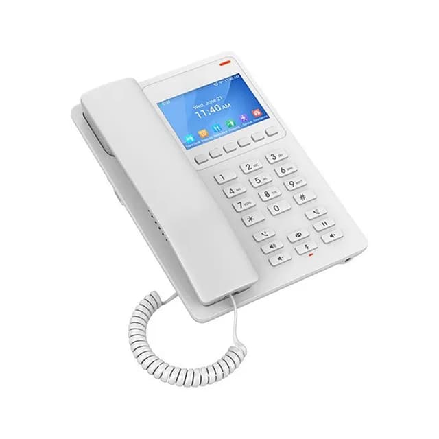 IP телефон, Grandstream, GHP630W, 2 учетные записи SIP, 2 линии, 1 порт Ethernet 10/100 PoE, Wi-Fi, цветной ЖК-дисплей 480x320 (3,5"), блок питания 12В/0,5А, Компактный гостиничный