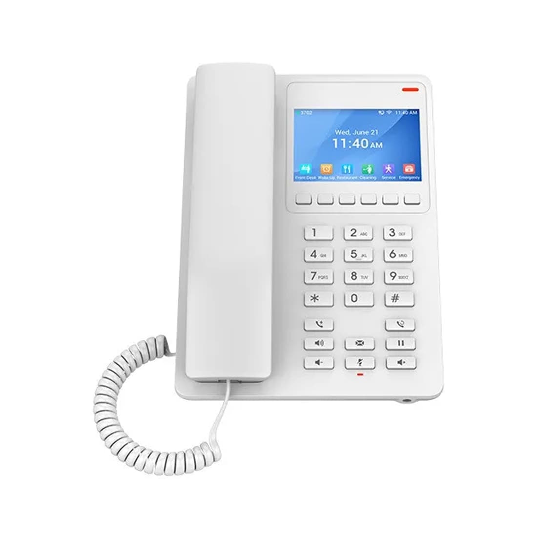 IP телефон, Grandstream, GHP630W, 2 учетные записи SIP, 2 линии, 1 порт Ethernet 10/100 PoE, Wi-Fi, цветной ЖК-дисплей 480x320 (3,5"), блок питания 12В/0,5А, Компактный гостиничный