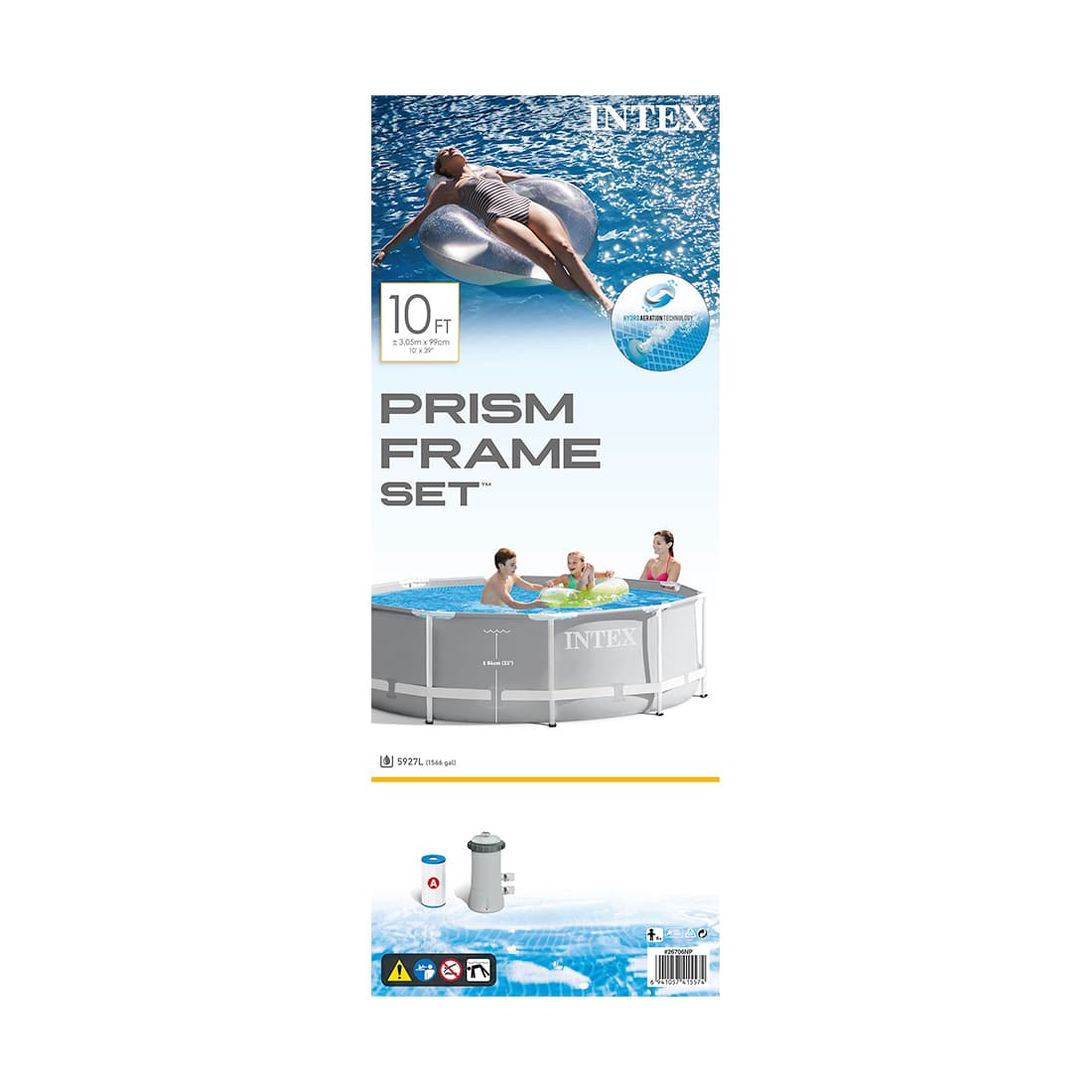 Каркасный бассейн Prism Frame 305 х 99 см, INTEX, 26706SC, Винил, 6148 л., Стальной каркас, Ф-насос 28604 (2006л/ч), Серый, Цветная коробка