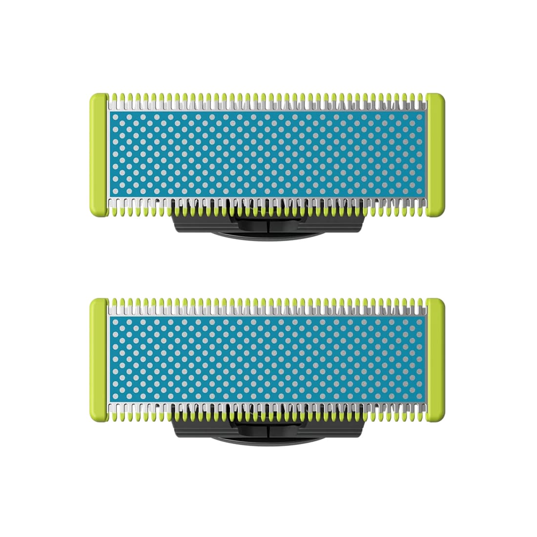 Сменные антифрикционные лезвия, Philips, для OneBlade QP225/50, 2 шт, Нержавеющая сталь, Технология копирования контура, Цвет зеленый/голубой