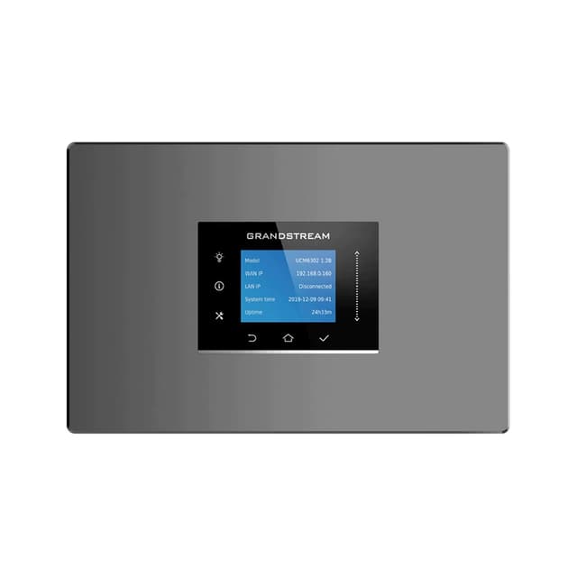 IP-АТС, Grandstream, UCM6302A, 2 порта RJ11 FXS, 2 порта RJ11 FXO, 2 порта GbE PoE LAN/WAN, 1 порт горячего резервирования, 500 пользователей SIP, 75 одновременных вызовов, UCM RC, блок питания 12 В/1.5 А