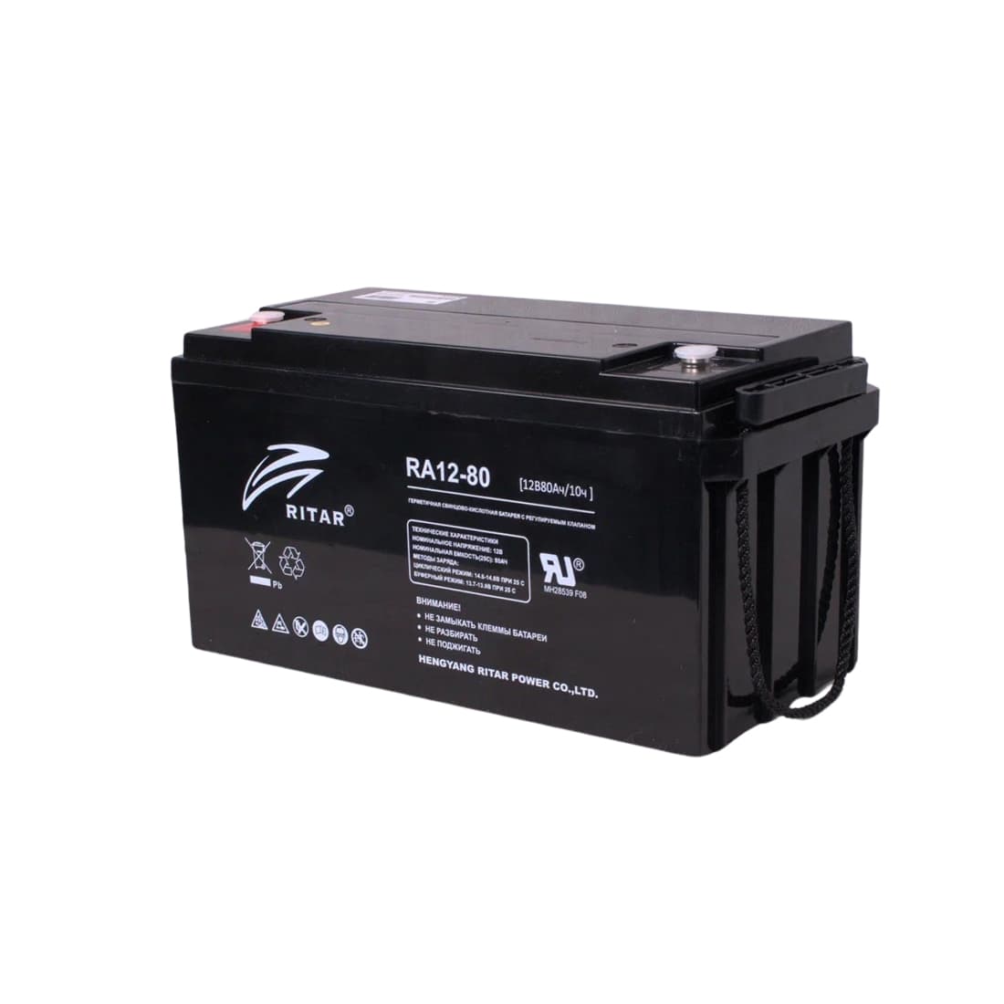 Батарея, Ritar, RA12-80, Свинцово-кислотная 12В 80 Ач, Вес нетто: 21,5 кг, Размер в мм.: 350*167*180