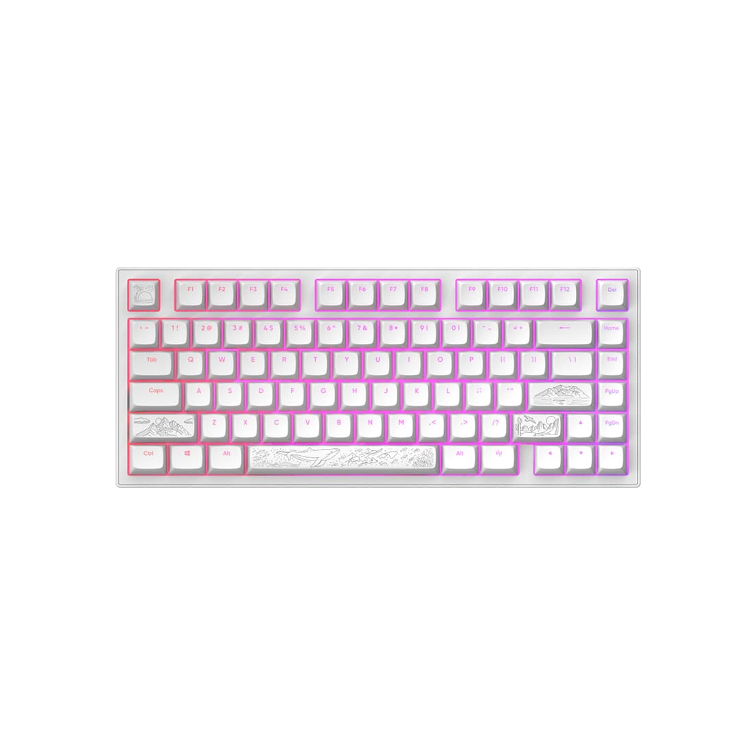 Клавиатура, Dark Project, DPKB_NOSTRA_81_ANSI_WHITE_UA, ALU81A Terra Nostra, Игровая, Механическая, 75%, g3ms Moonstone switches, USB, Подсветка RGB, Размер: 324 x 140 x 43 мм., Анг/Рус, Белый