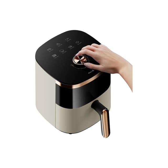 Аэрофритюрница, Deerma, Air Fryer DEM-KZ30W, Объем чаши 3 л, Мощность 1200 Вт, Таймер, Черный/Золотой