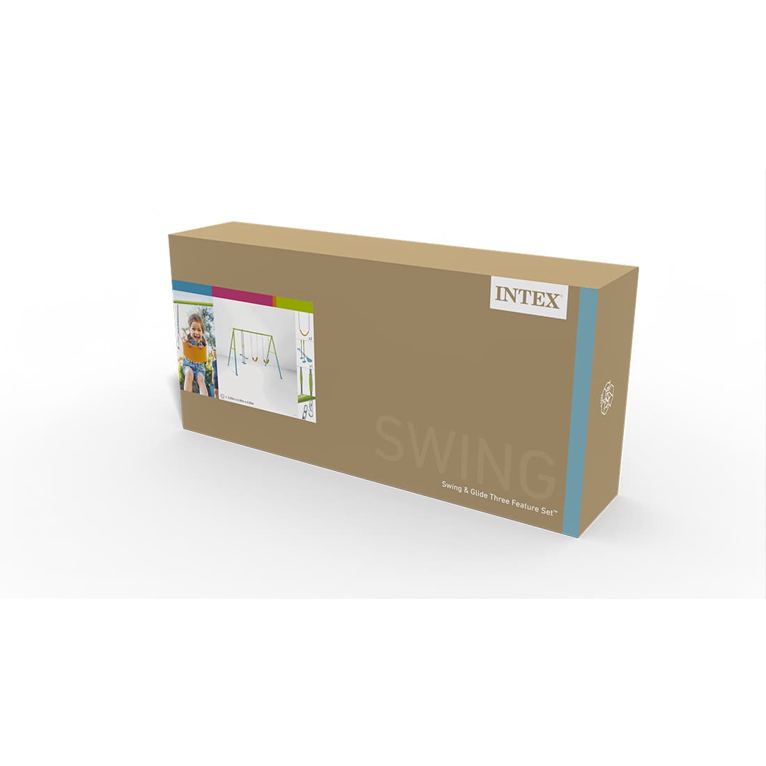 Качели детские, INTEX, 44121, Сталь/винил, 3в1 - две качели и глайдер, 3-10 лет, 343x254x211см, Зелёная, Цветная коробка