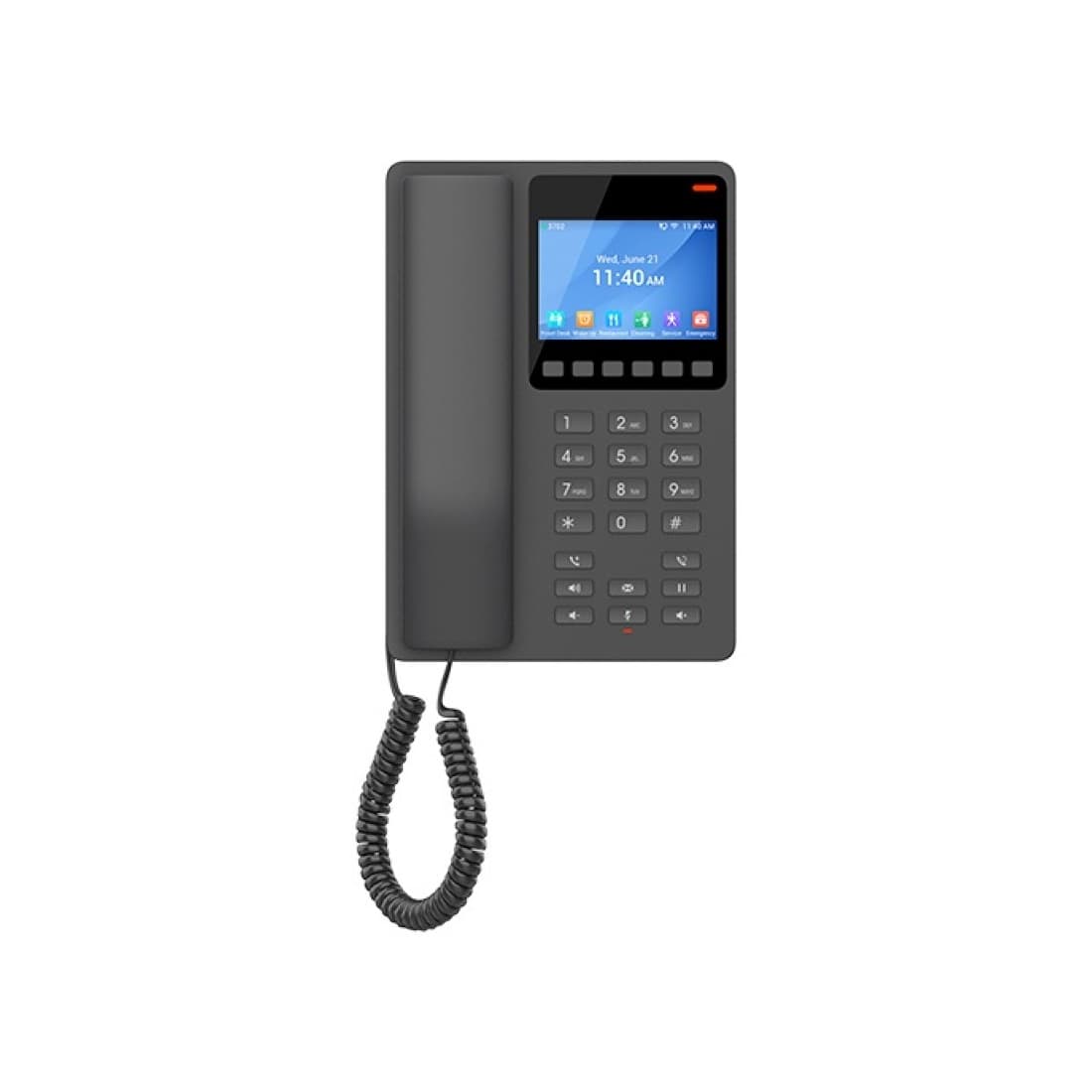 IP телефон, Grandstream, GHP631W, 2 учетные записи SIP, 2 линии, 1 порт Ethernet 10/100 PoE, Wi-Fi, цветной ЖК-дисплей 480x320 (3,5"), блок питания 12В/0,5А, Компактный гостиничный