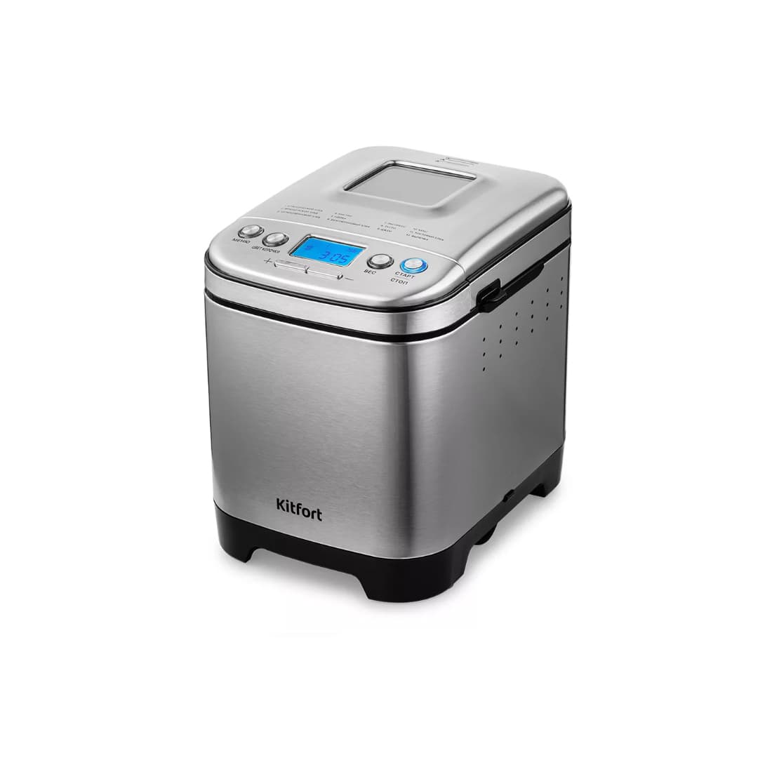 Хлебопечь, Kitfort, КТ-306, Мощность 450 Вт, Тип управления электронное, Автоматические программы 12, Цвет металлик