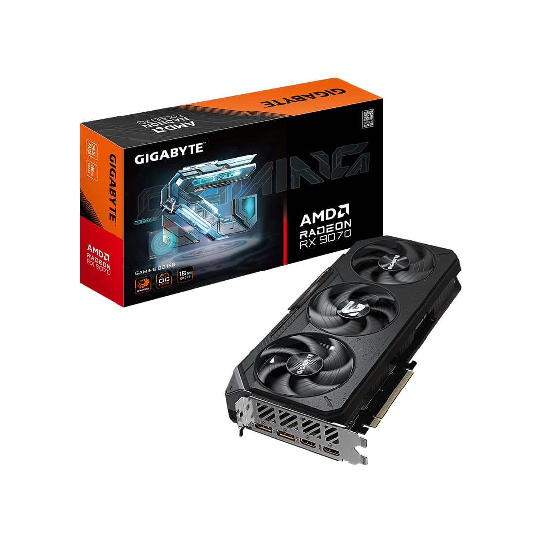 Видеокарта, Gigabyte, Radeon RX 9070 GAMING OC 16G (GV-R9070GAMING OC-16GD) 4719331355531, GDDR6, 256bit, 2-HDMI, 2-DP, Windforce 3X Fan, 288*132*50 мм, Цветная коробка