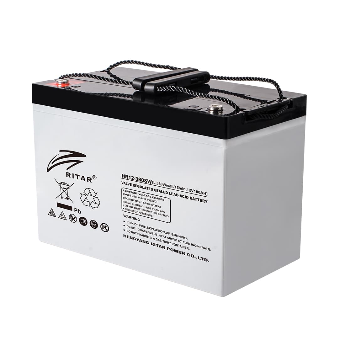 Батарея, Ritar, HR12-380SW, Свинцово-кислотная 12В 100 Ач, Вес нетто: 30 кг, Размер в мм.: 307*169*215