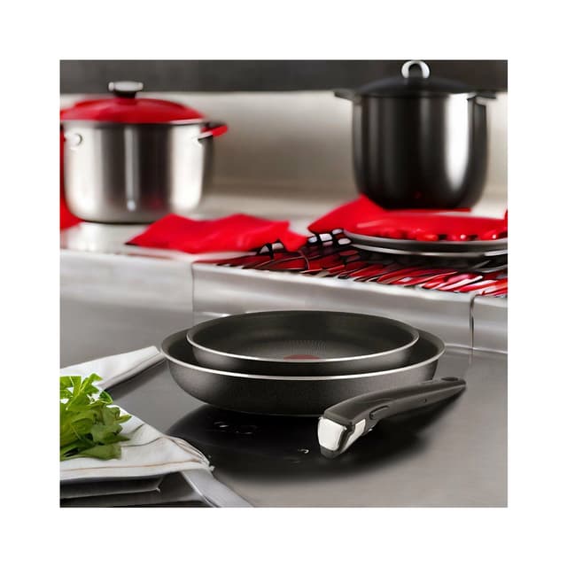 Набор сковородок, Tefal, Ingenio Black 5 04238830, 22-26см, 3 предмета, Съемная ручка, Для газовых/керамических/электрических плит, Алюминий, Индикатор нагрева, Черный